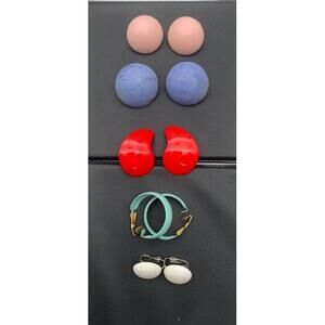 Vintage Lot Of 1980’s Fun Retro Clip On Earrings 80’s Fashion